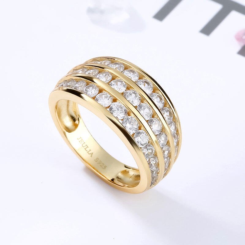 Jeulia Channel Set Round Cut Sterling Silver Women's Band