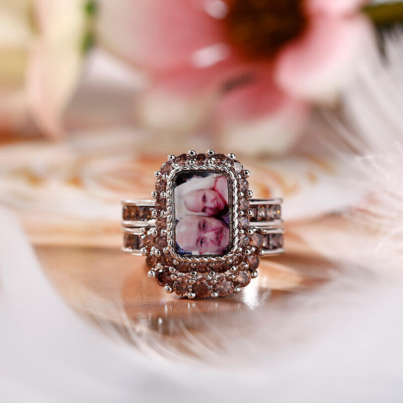 Jeulia "You Are Unique" Sterling Silver Personalized Photo Ring