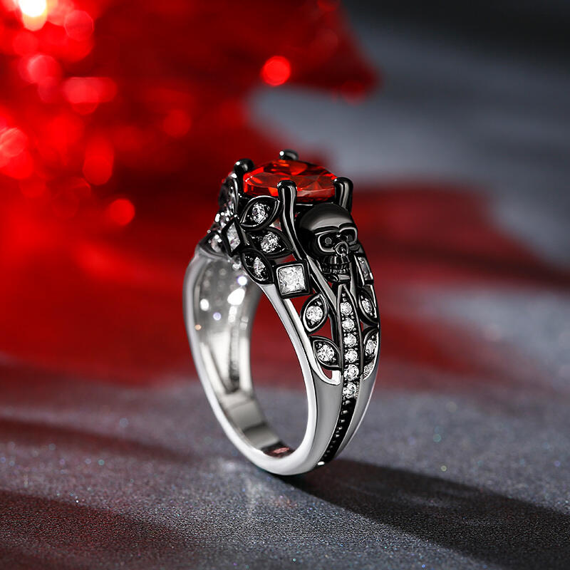 Jeulia "Bijące Serce" Wzór Czaszki Serce Wwycięte Pierścionek Srebrny