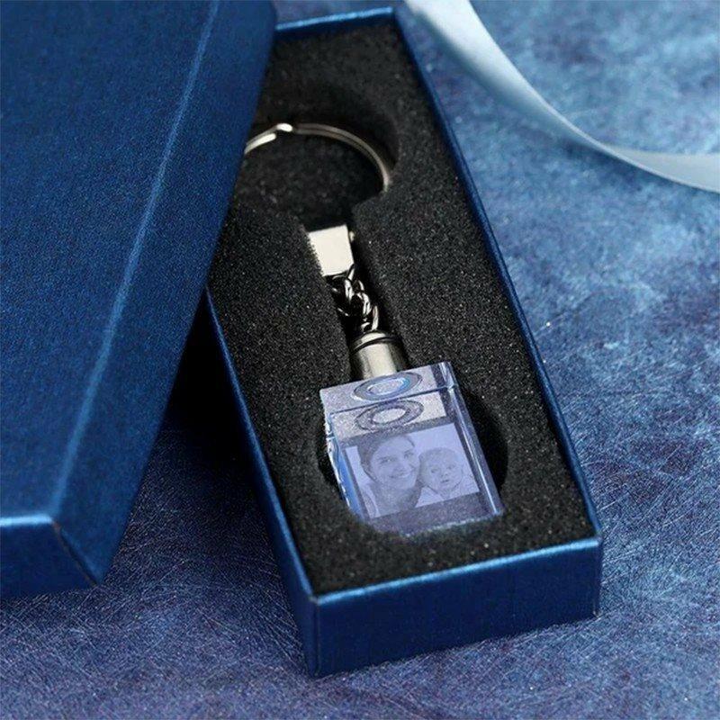 Custom Crystal Rectangle Shape Photo Key Chain