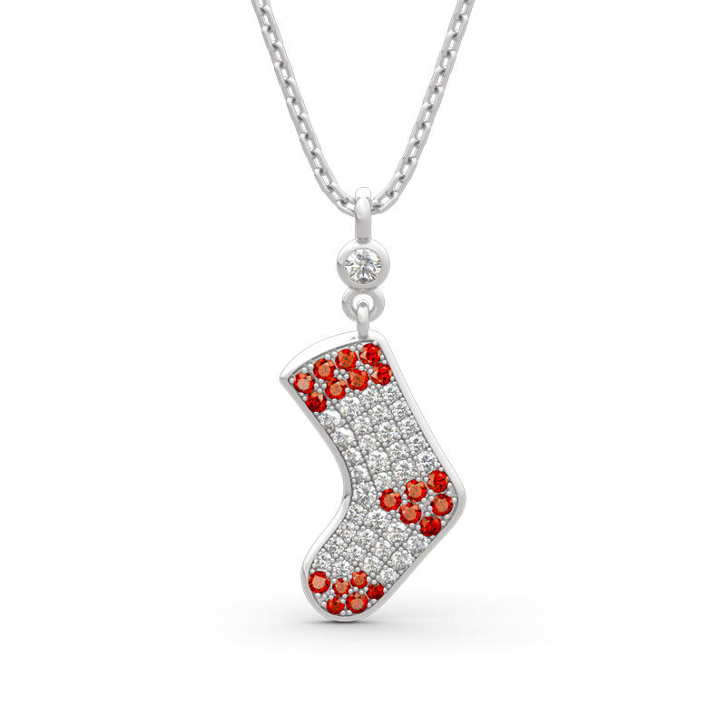 Jeulia "Christmas Stocking" Sterling Silver Necklace