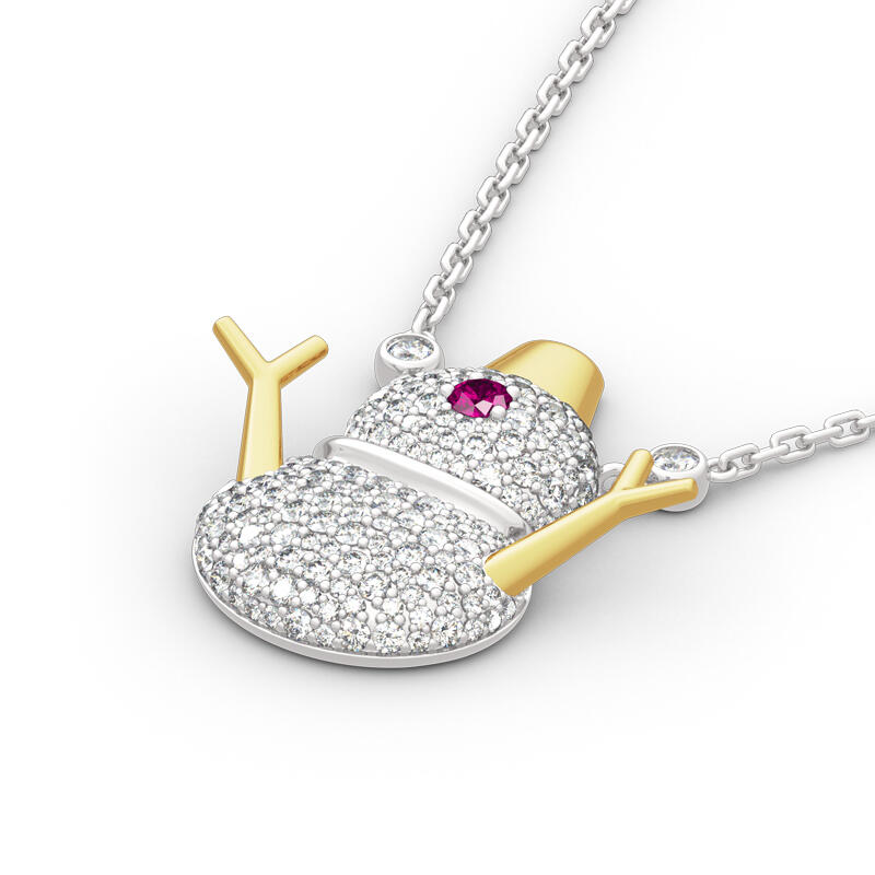 Jeulia "Romantic Snowman" Sterling Silver Necklace