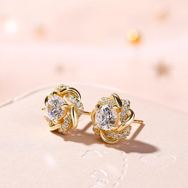 Jeulia Knot of Love Sterling Silver Stud Earrings