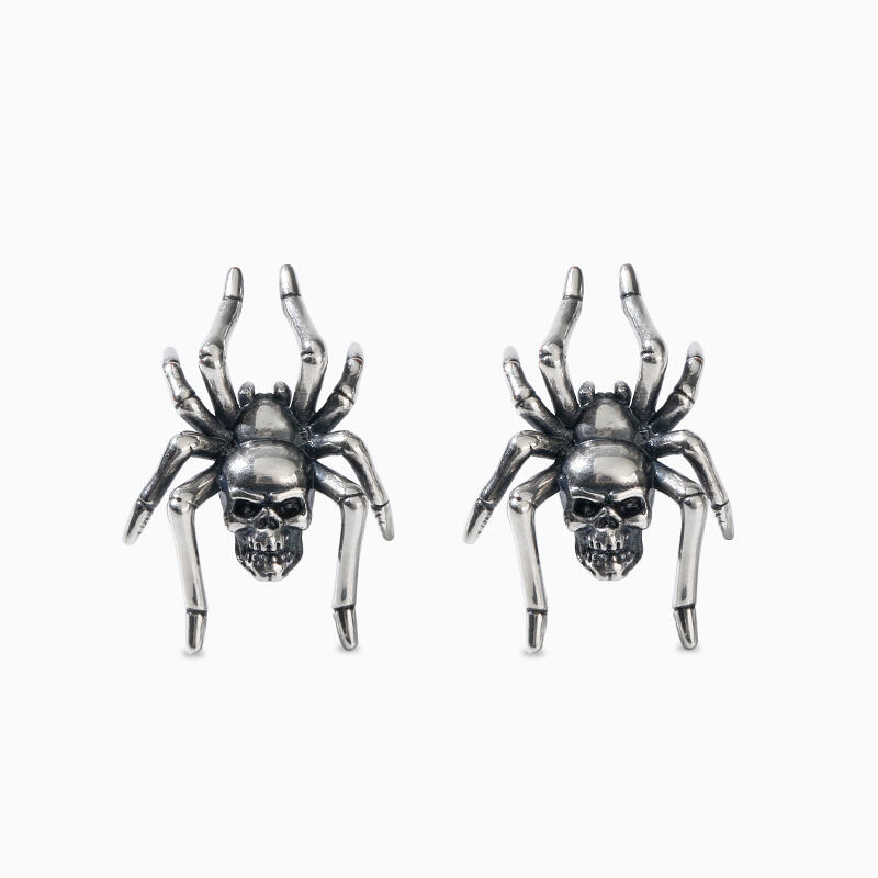 Jeulia "Spider" Skull Sterling Silver Earrings