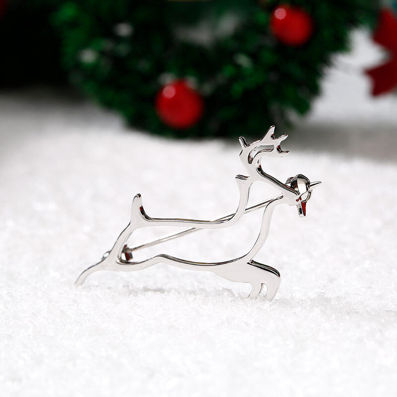 Jeulia Broche de plata esterlina con diseño de ciervo para mujer