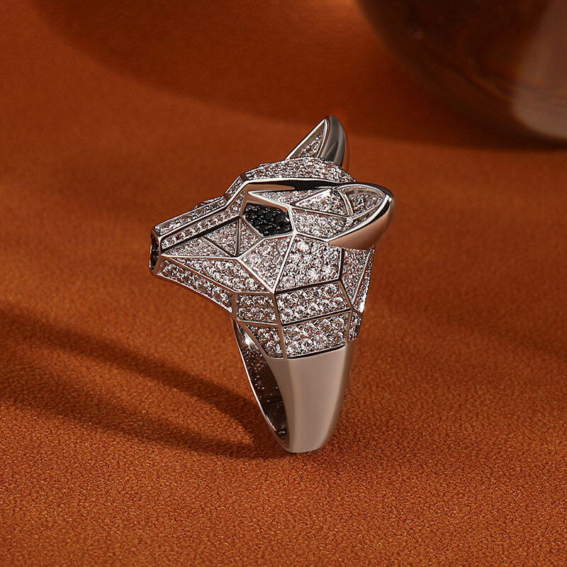 Jeulia Anillo especial con cara de zoroo de plata de ley