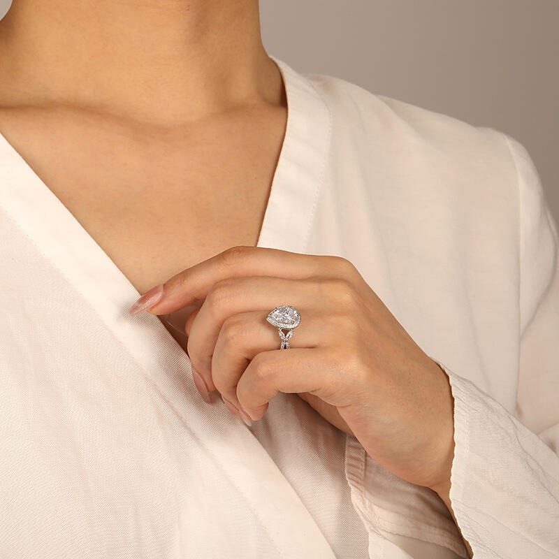 "Love Does Not Fade" Pear Cut Halo Engagement Ring