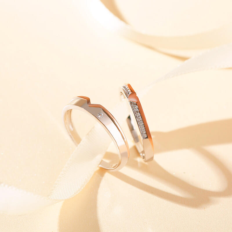 Jeulia Two Tone Heart Sterling Silver Couple Rings