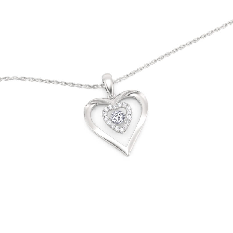 Jeulia Custom Double Heart Dancing Stone Necklace with Birthstone