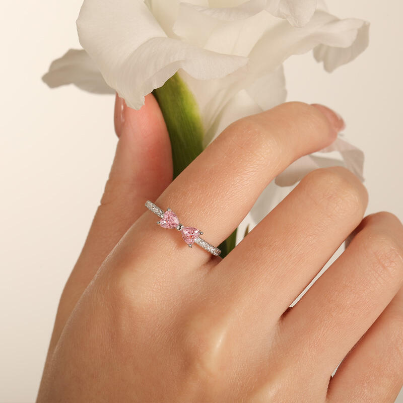 Jeulia Anillo de Promesa con Lazo Simple Personalizado con Media Eternidad