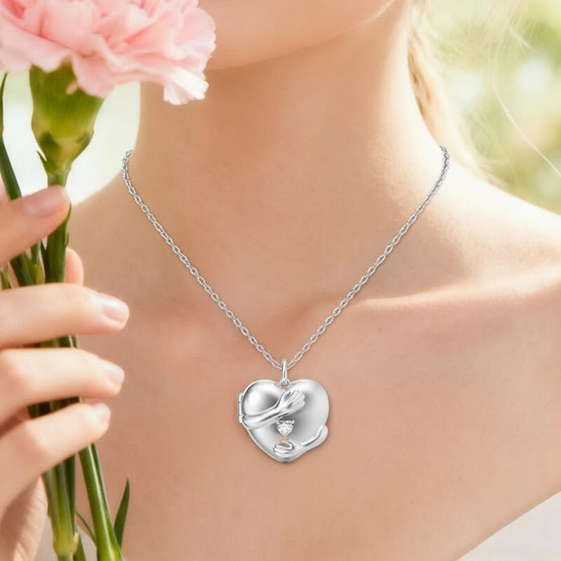 Jeulia Collar Grabado Corazón de Foto Personalizado con Abrazo
