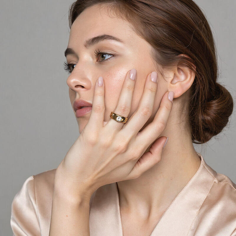 "Until The End" Round Cut Side Stone Engagement Ring