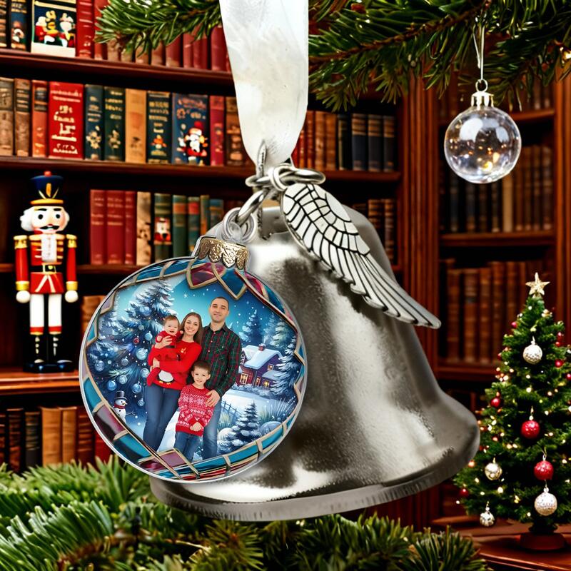 写真入れ 家族 ウイング ベル クリスマスツリー 飾り オーナメント