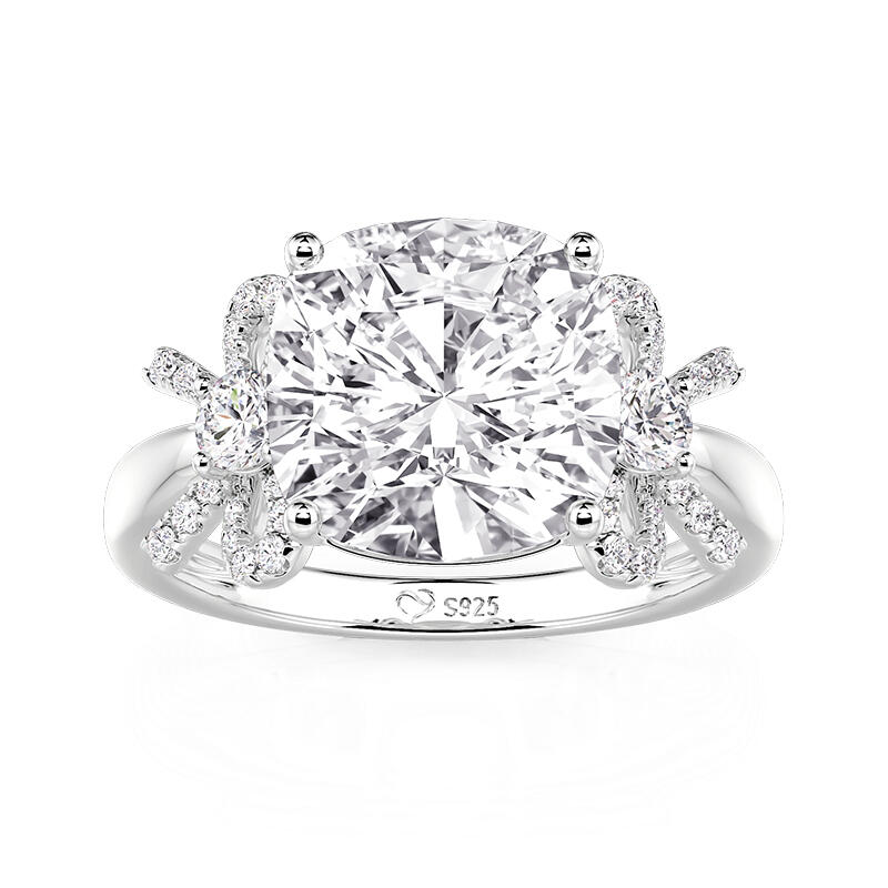 Jeulia Bowknot Three Stone Radiant Cut Engagement Ring