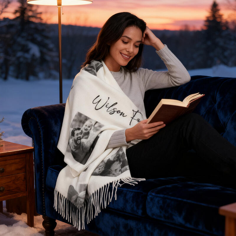 Custom Scarves with Family Photos Are a Practical New Year Gift for Family Members