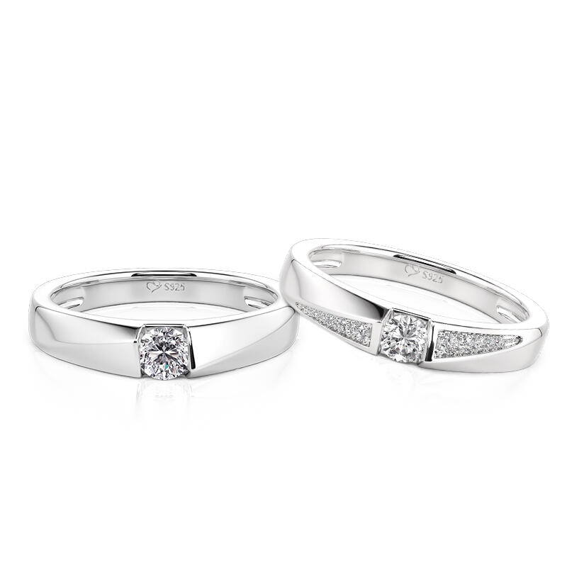 Jeulia True Love Vow Bypass Design Engraved Couple Rings Set