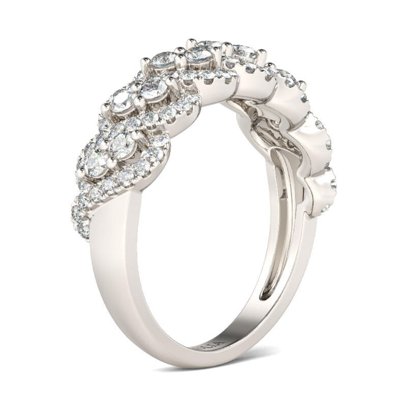 Jeulia Classic Round Cut Sterling Silver Women's Band