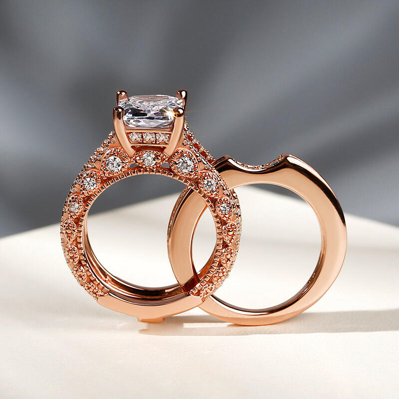 Jeulia Interchangeable Radiant Cut Sterling Silver Ring Set