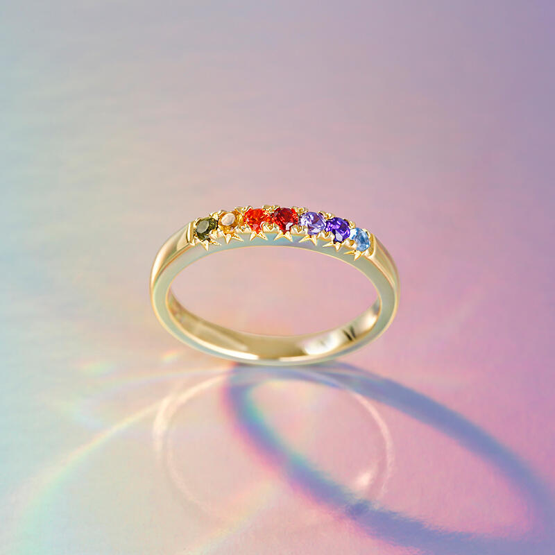 Jeulia Multi-Stone Rainbow Sterling Silver Ring