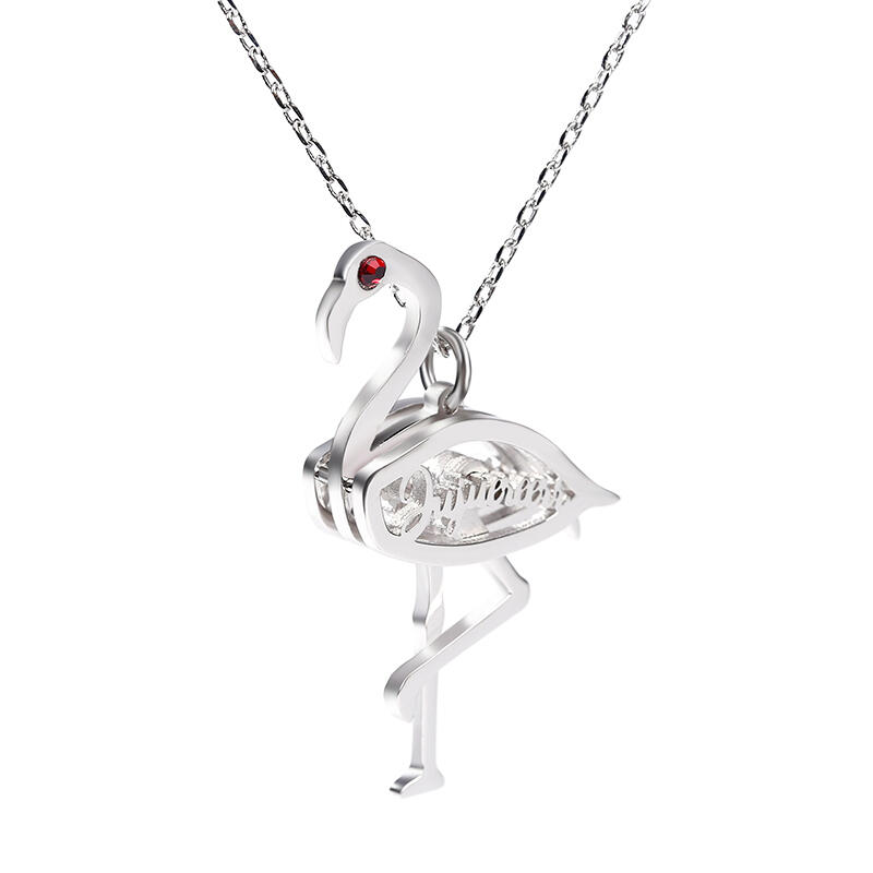Jeulia Flamingo Personalized Sterling Silver Necklace