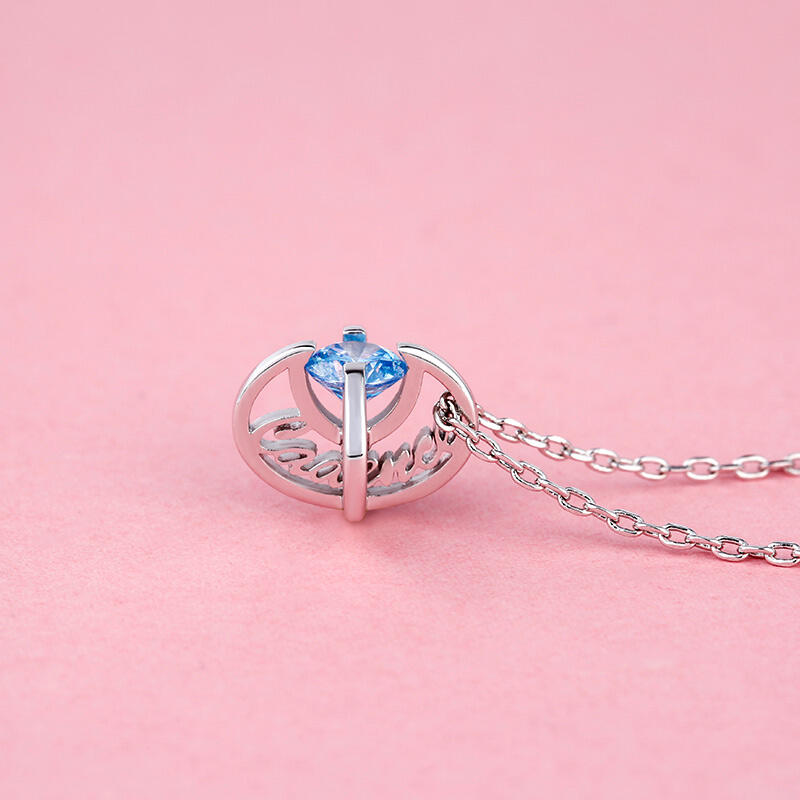 Jeulia Personalized Round Cut Sterling Silver Necklace