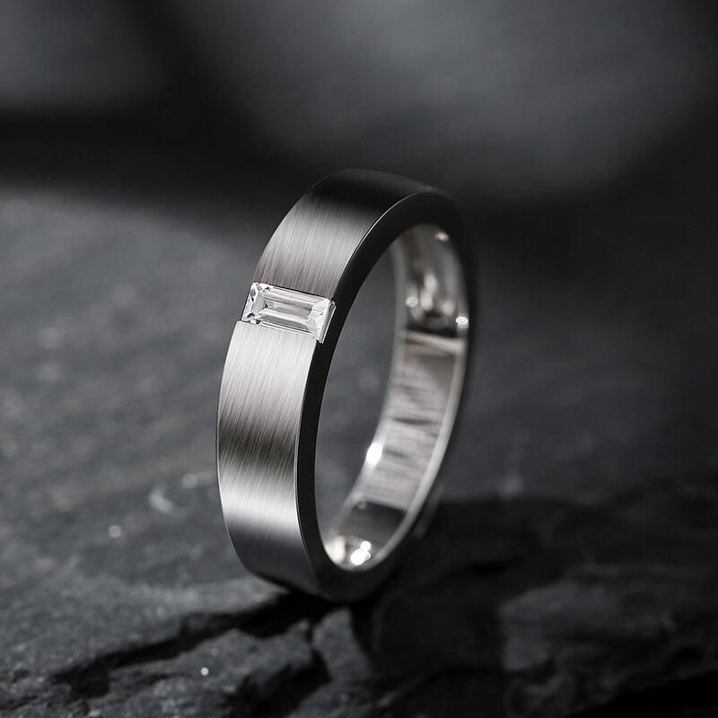 Jeulia Anillo de clásico para hombre con corte esmeralda de plata de ley