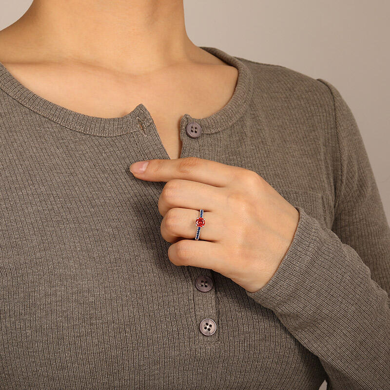 "The Sunrise" Round Cut Side Stone Engagement Ring