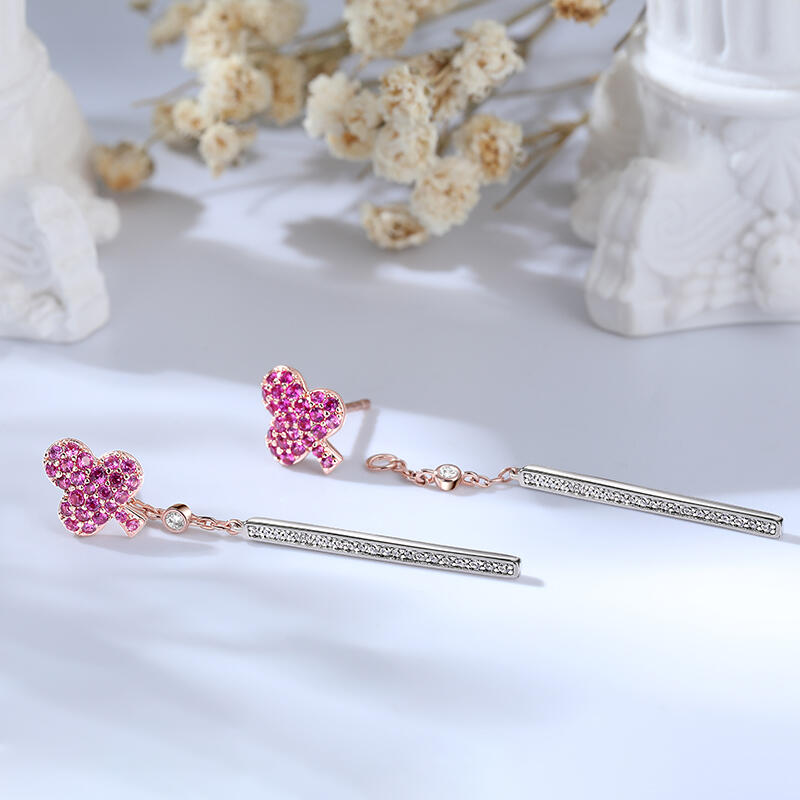 Jeulia "Charm Poker" Club Design Sterling Silver Drop Earrings
