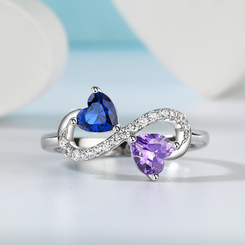 Jeulia インフィニティ ダブルハート 誕生石 リング スターリングシルバー