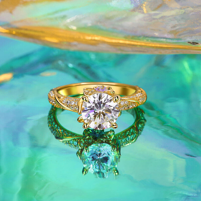 Jeulia Purple Flower Engagement Ring Princess Vine Pods