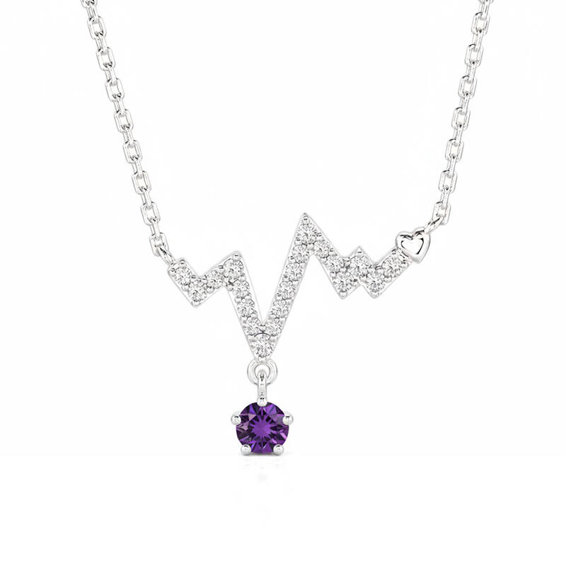 Jeulia Custom Simple Heartbeat Necklace with Birthstone