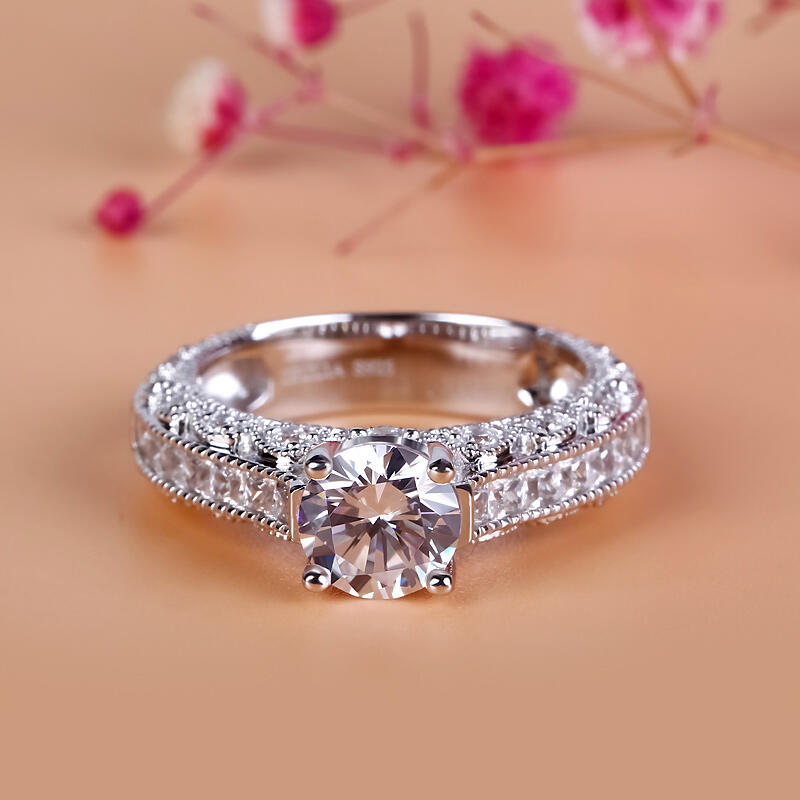 Jeulia Round Cut Sterling Silver Ring