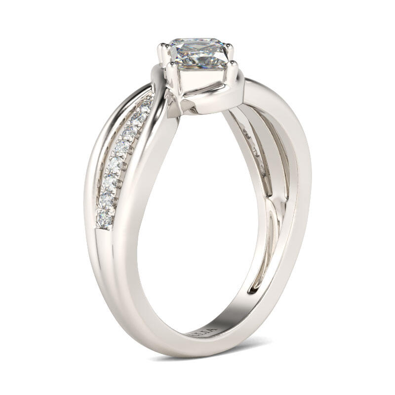 Jeulia Bypass Princess Cut Sterling Silver Ring