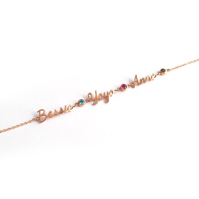 "Ti Accompagno" Bracciale Personalizzato Con Nome E Pietra Di Nascita