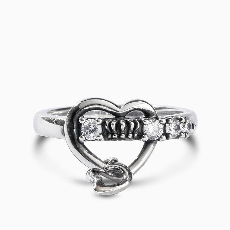 Jeulia Anillo en forma de corazón entrelazado de plata de ley