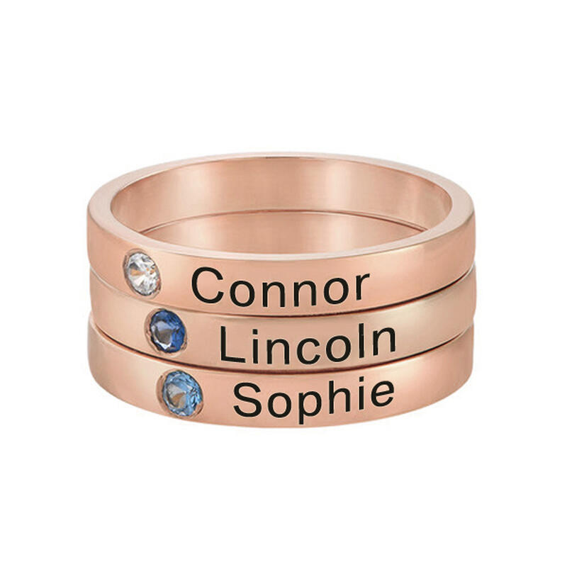 Bague pour Couple Prénom Personnalisé Pierre de Naissance