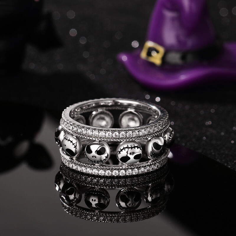 Jeulia Anillo clásico de plata de ley con calaveras para amor