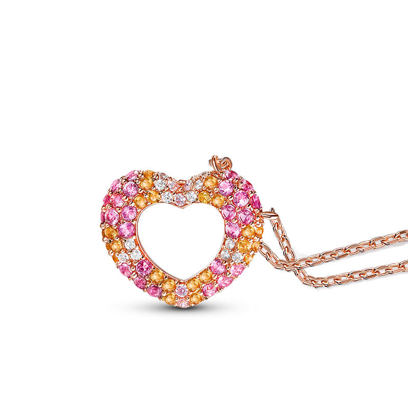 Jeulia "Donuts of Love" Multicolor Heart Sterling Silver Necklace