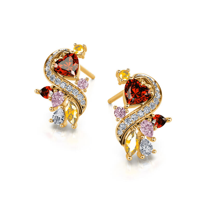 Jeulia "You Make My Heart Full" Heart Sterling Silver Stud Earrings