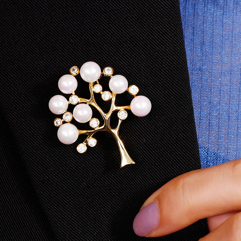 Jeulia Broche de pérolas cultivadas em prata de lei