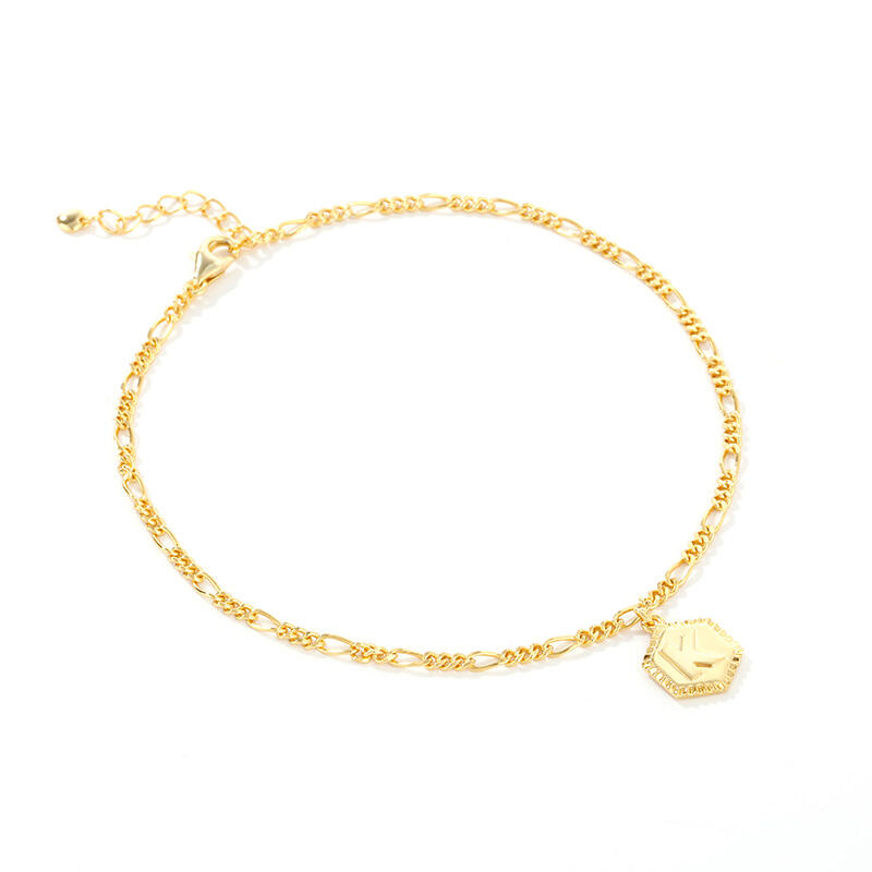 Jeulia Initial Tag Personalized Sterling Silver Anklet