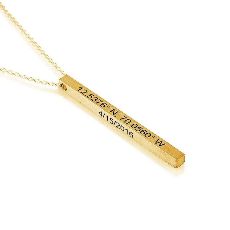 Jeulia Personalized Vertical Bar Sterling Silver Necklace