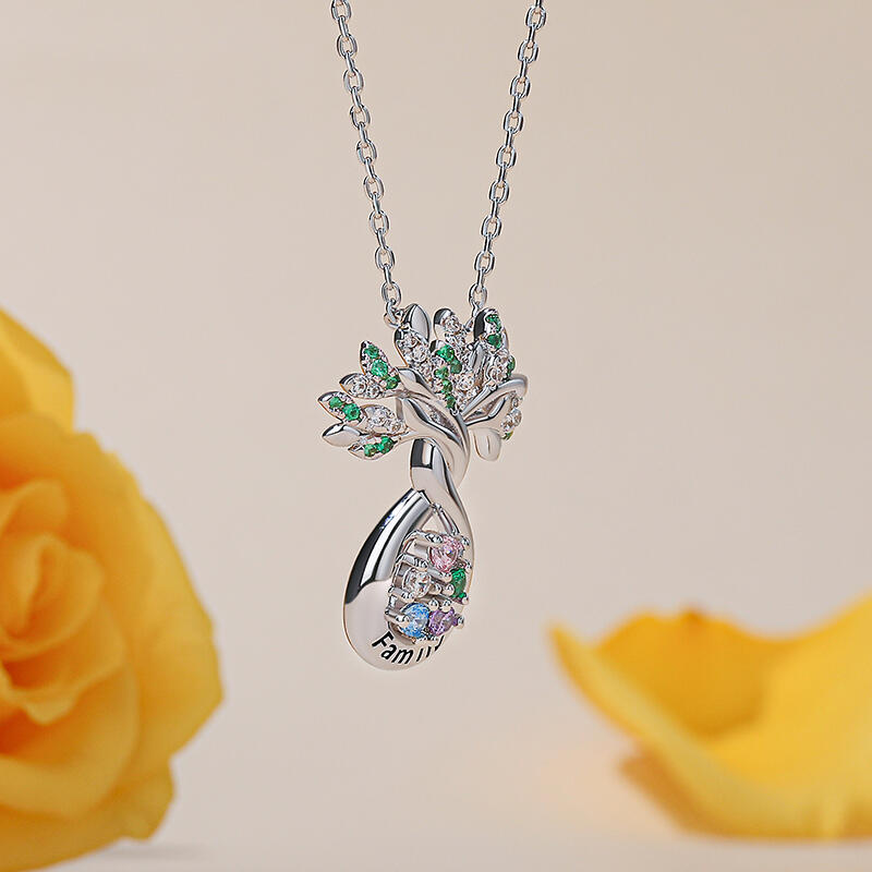Jeulia Collar de árbol genealógico personalizado de nombre de plata de ley