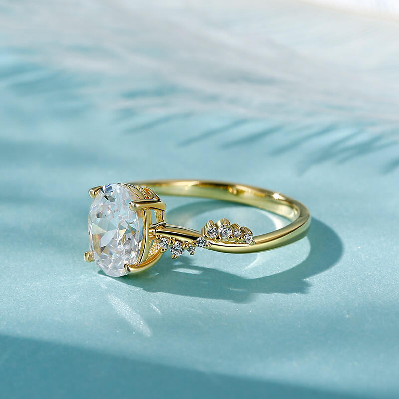 Jeulia Anillo 10K/14K/18K oro de compromiso con corte ovalado argolla torcida