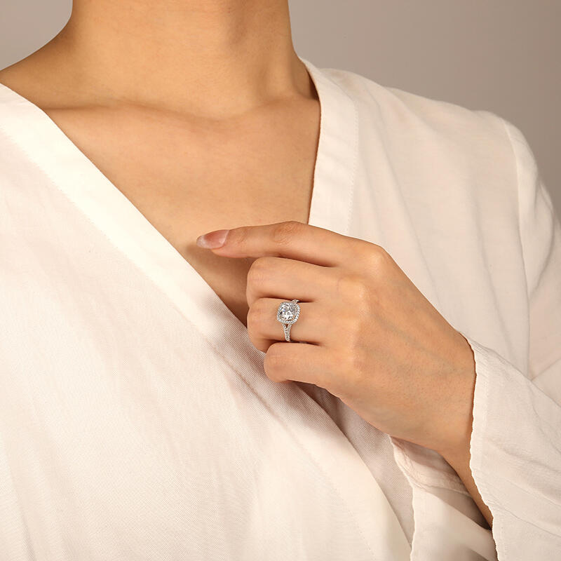 "Give Yourself To Me" Round Cut Halo Engagement Ring