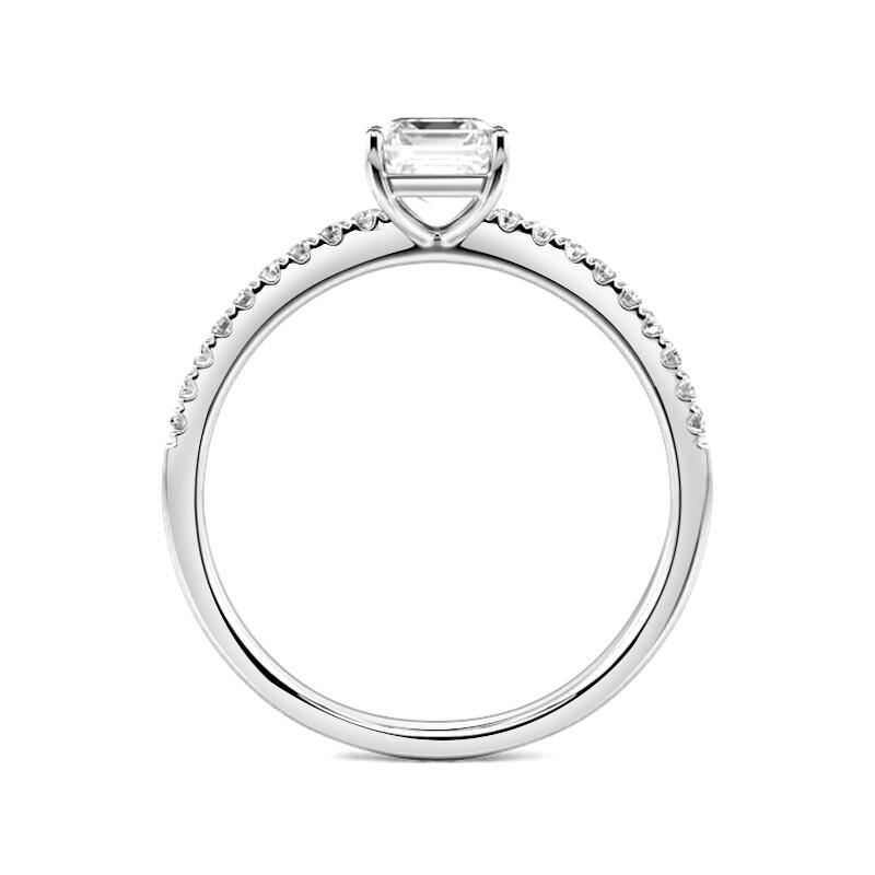 Jeulia Asscher-slipad förlovningsring i sterlingsilver