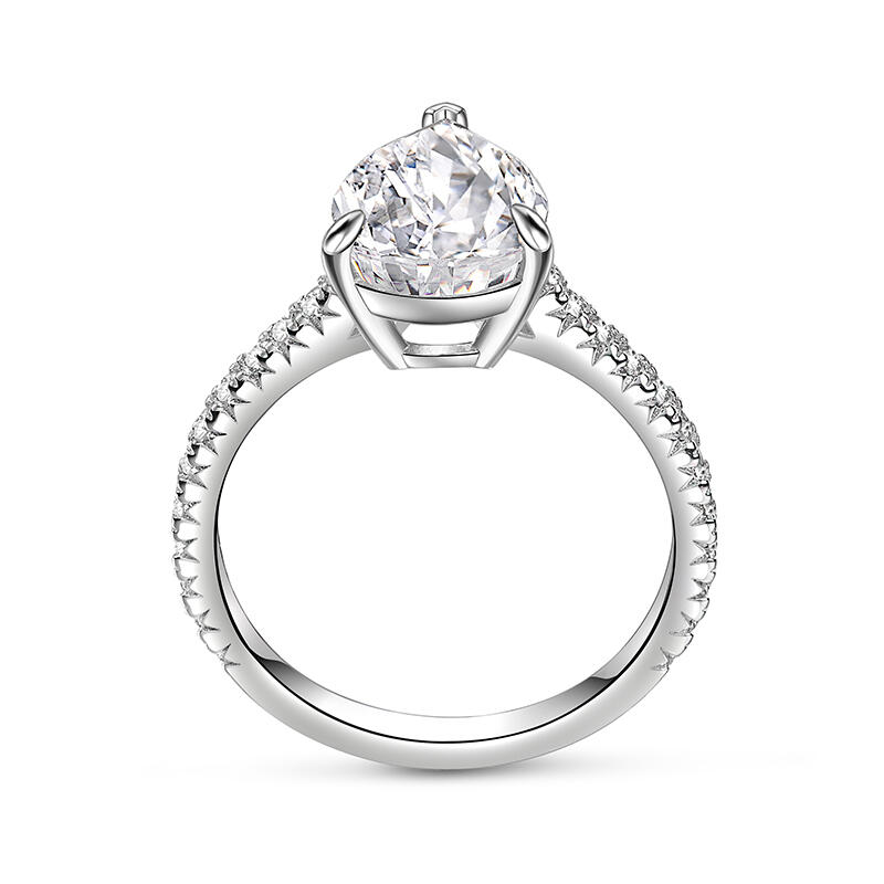 Jeulia Anillo de Compromiso de Plata de Ley con Corte de Pera