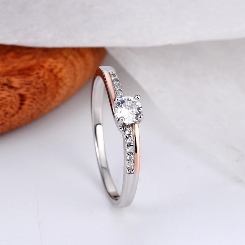 Jeulia Anillo de Promesa de Dos Tonos en Plata Esterlina