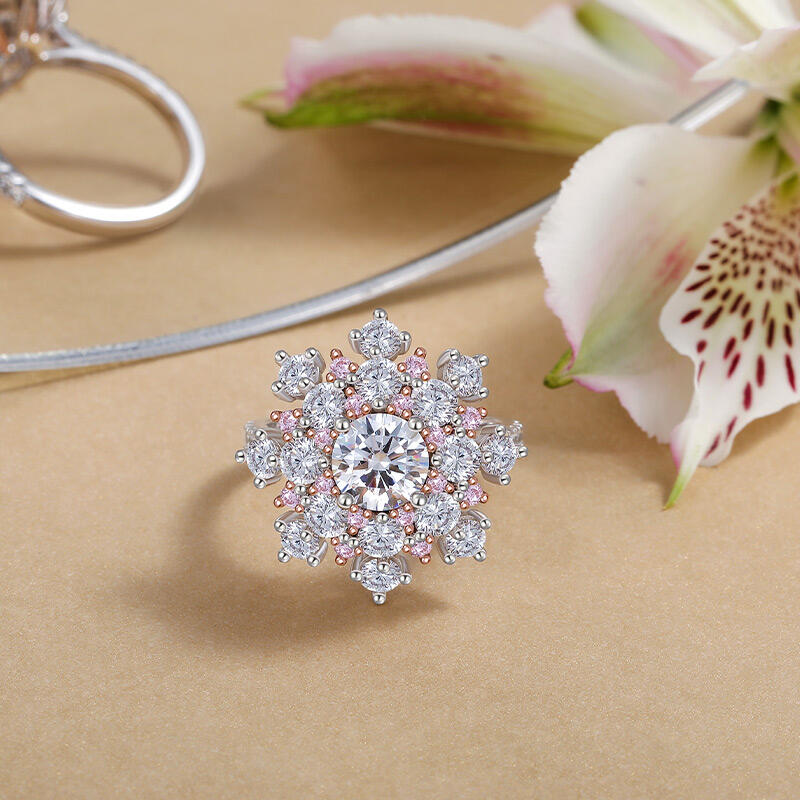 Jeulia Irregular Halo Blush Fireworks Cluster Ring