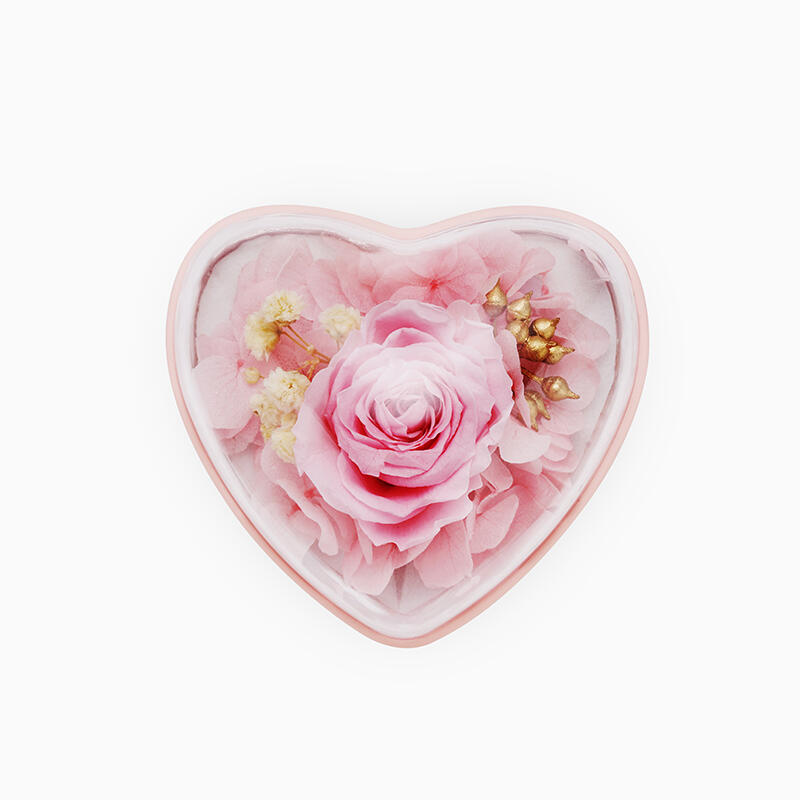 Herzförmige Schmuckdose "Bewahrte Ewige Rose" - Rosa